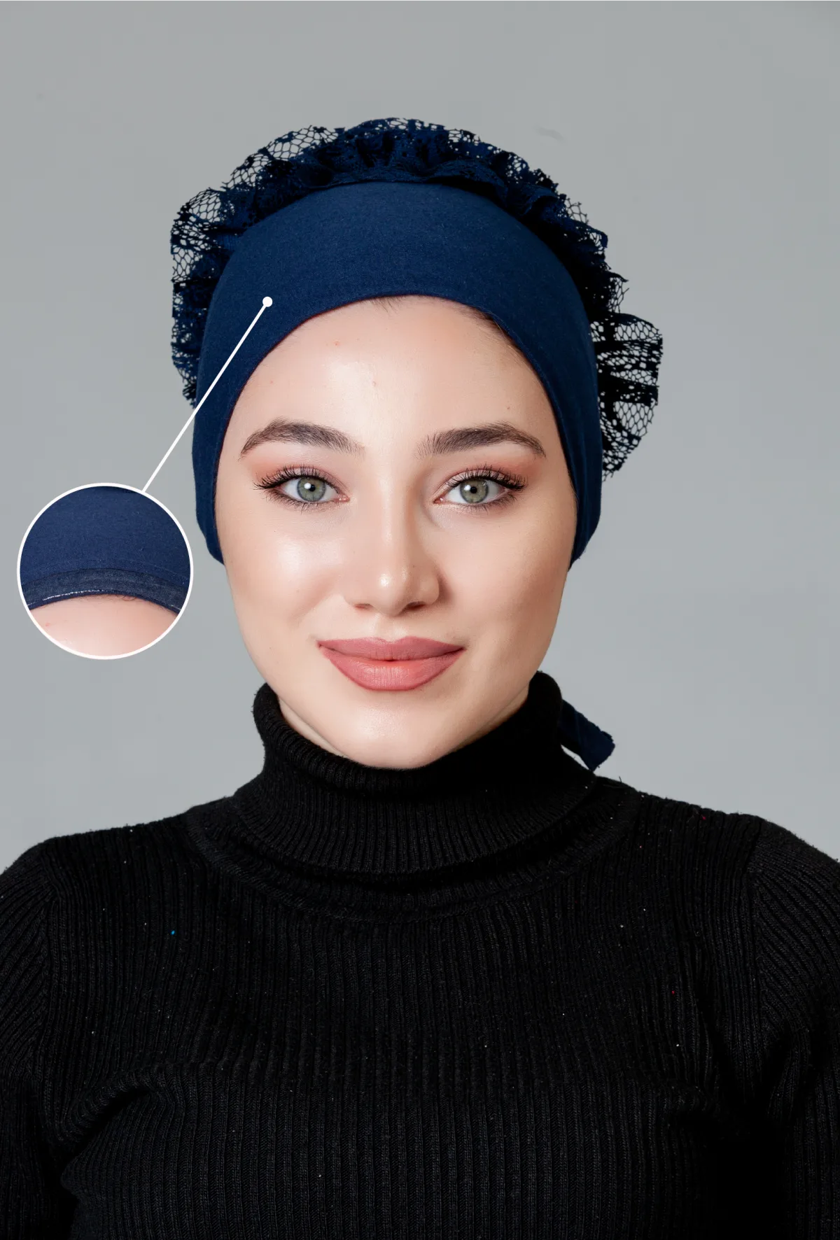 Lacivert Fırfırlı Kaymayan Bone