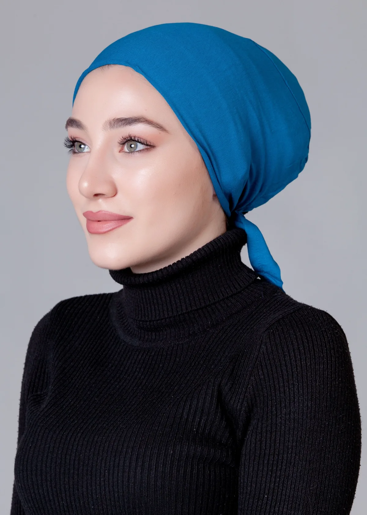 Mavi Dikişsiz Kaymayan Bone (Likralı)